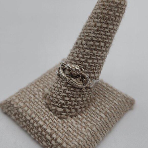 Size 10 Sterling Silver Dragon Rustic Band Ring A3630 - Picture 3 of 9
